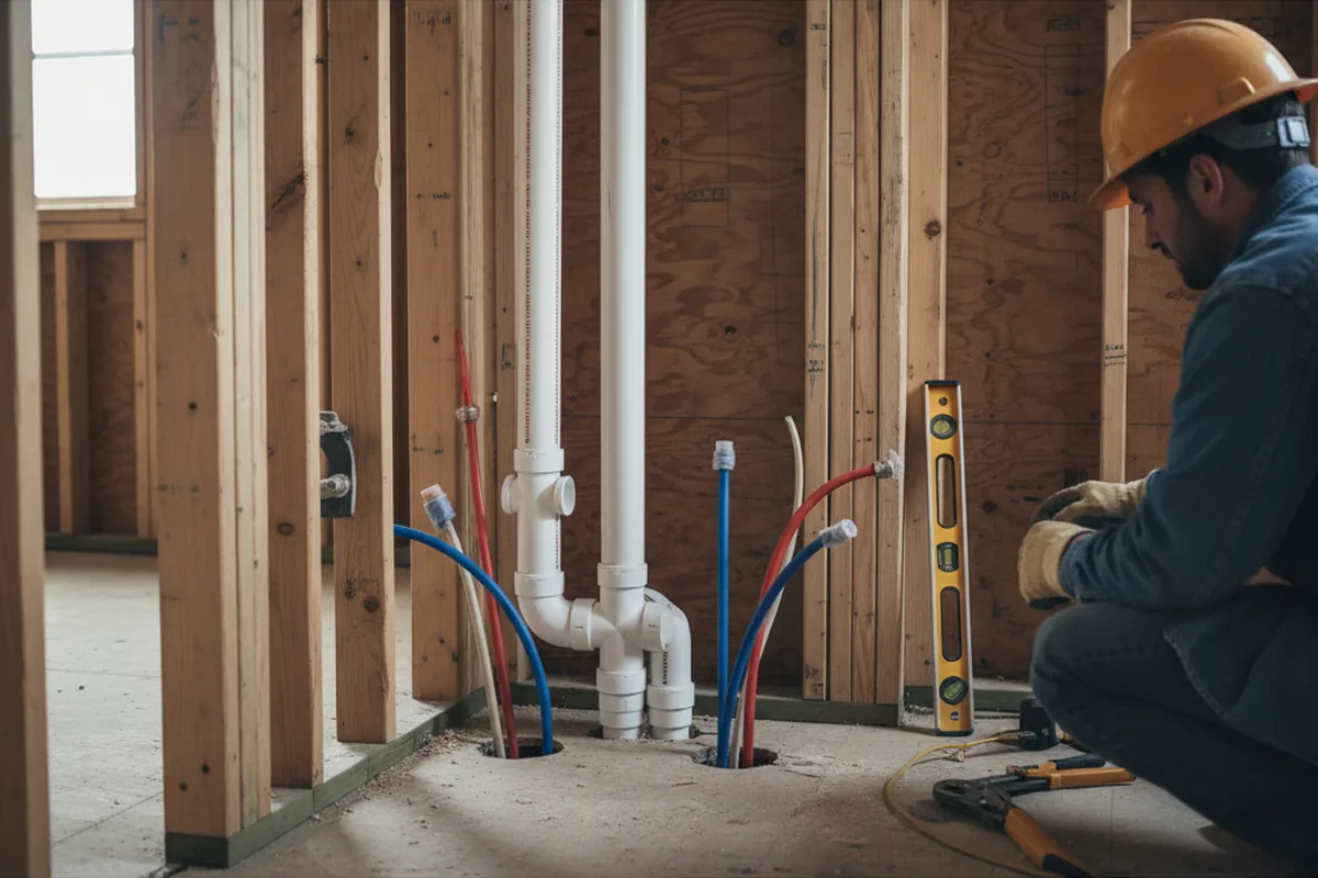 Drain and supply rough-in during Leak Detection in Glen