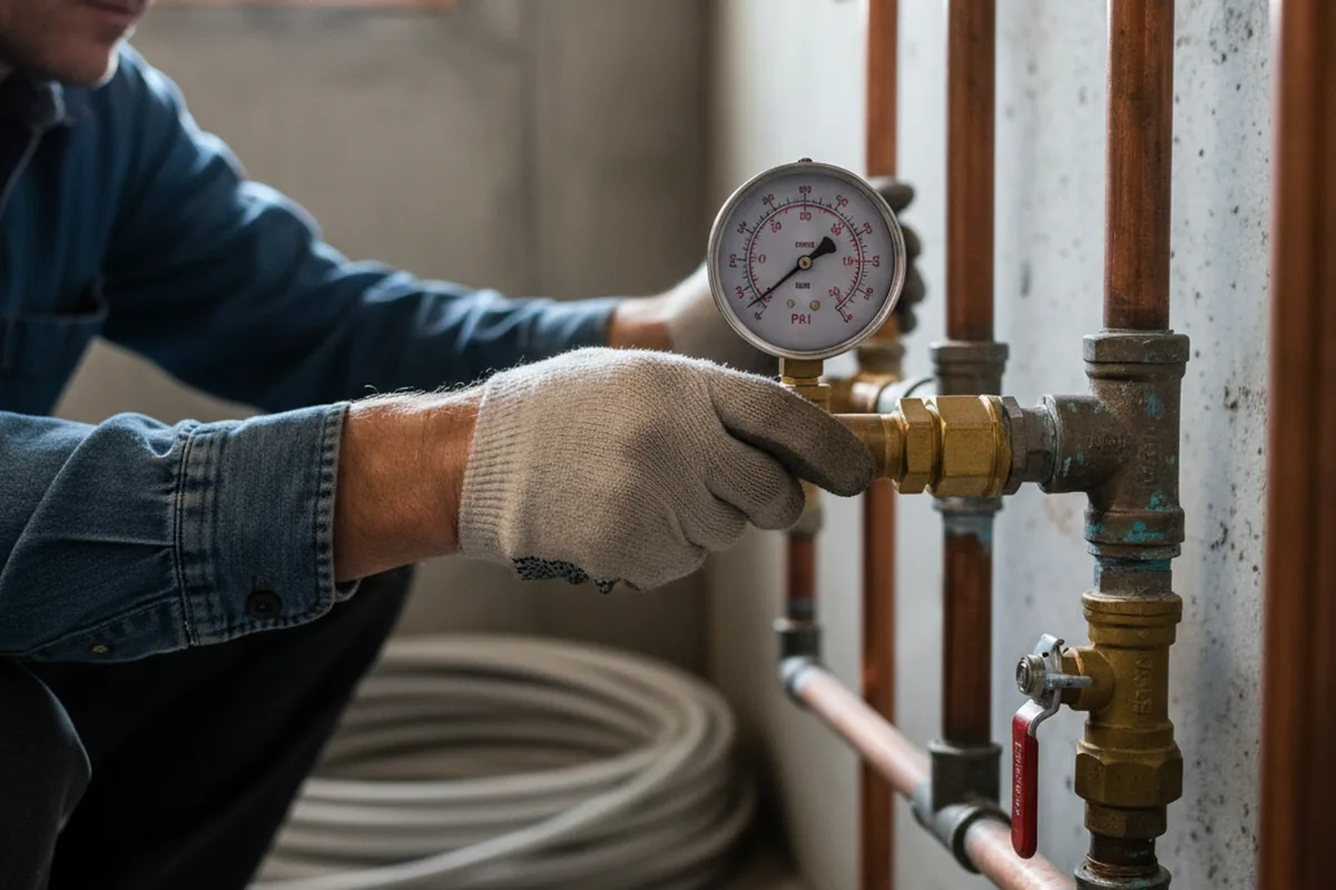 Pressure testing a repaired line during Water Line Repair in Glen